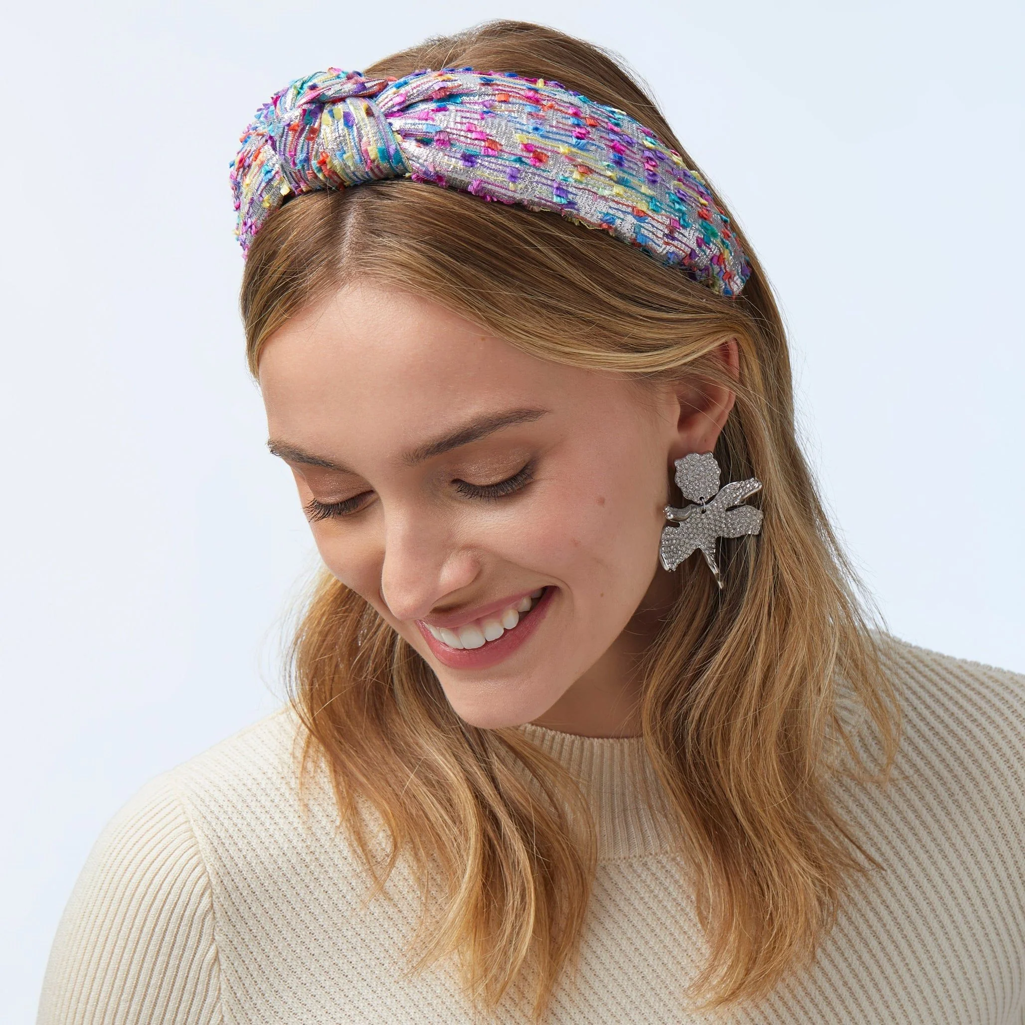 Silver Metallic Confetti Knotted Headband - Image 2